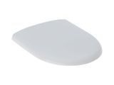 Abattant de toilettes Geberit Smyle blanc, Duroplast, descente standard, rond, 45 cm de large, 37 cm de profondeur.