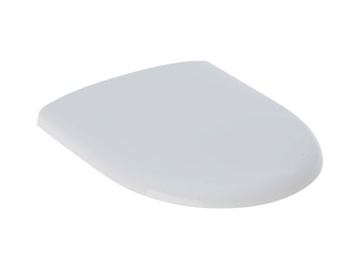 Abattant de toilettes Geberit Smyle blanc, Duroplast, descente standard, rond, 45 cm de large, 37 cm de profondeur.
