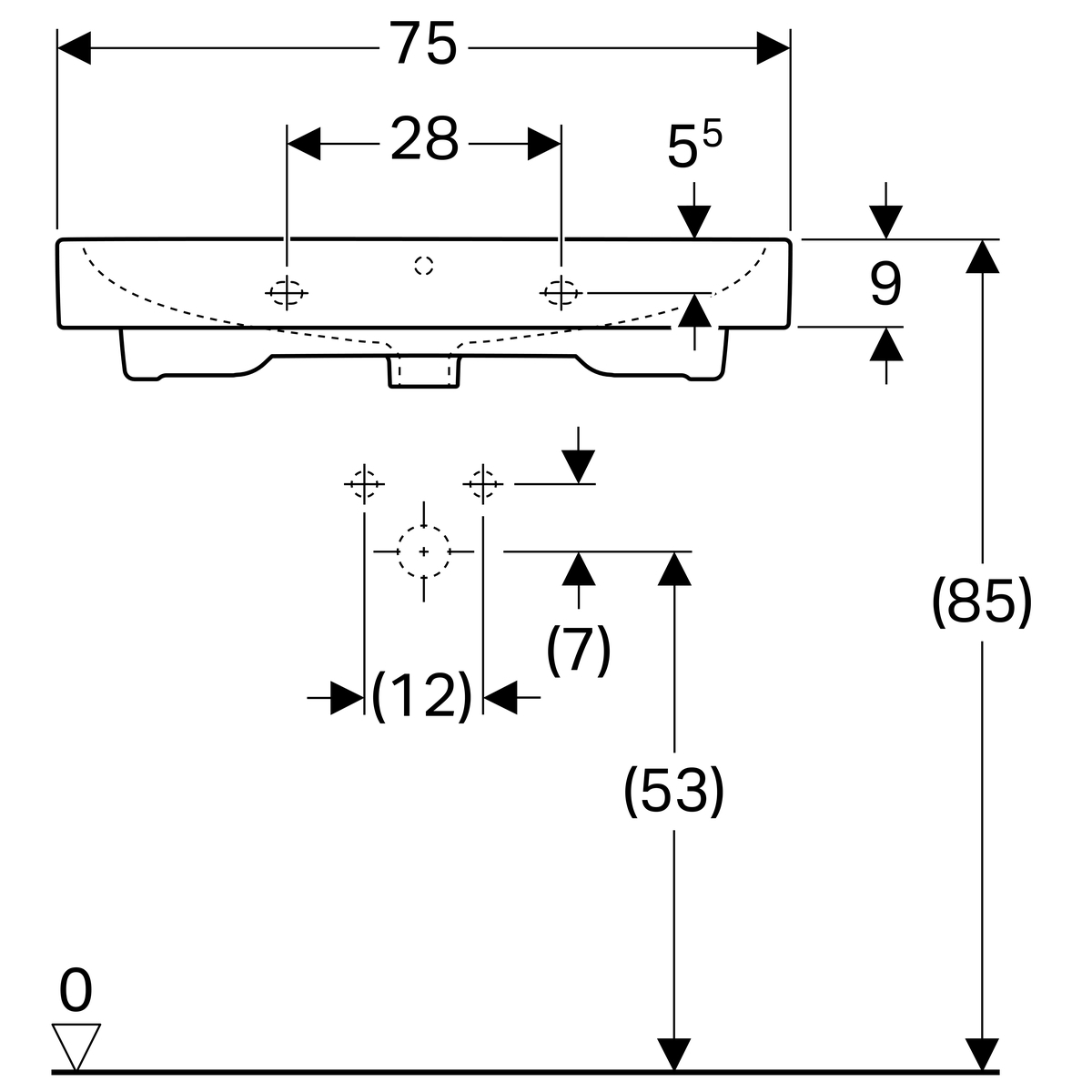 Plan-vasque Geberit iCon 75 cm - vue 4
