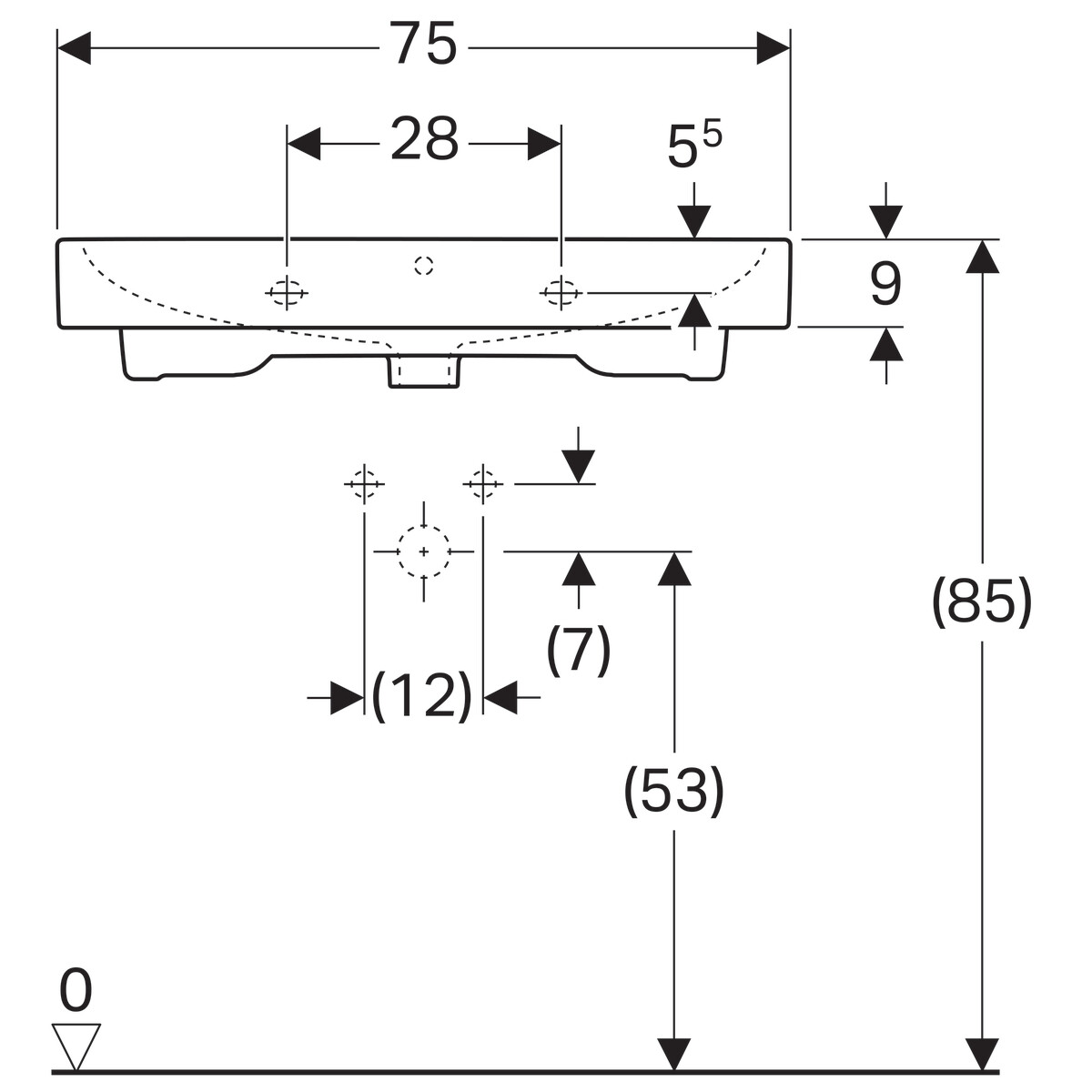 Plan-vasque Geberit iCon 75 cm — vue 4