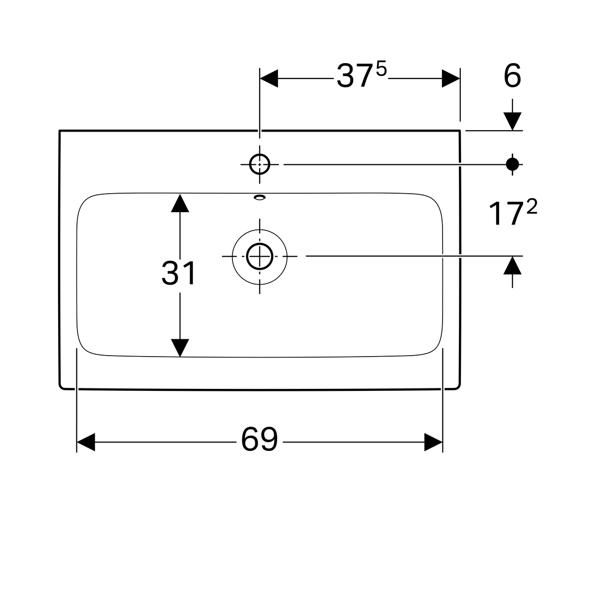 Plan-vasque Geberit iCon 75 cm - vue 6