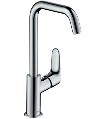 Hansgrohe Focus 240 High Spout Chrome Brass Basin Mixer with Pull Rod and Waste