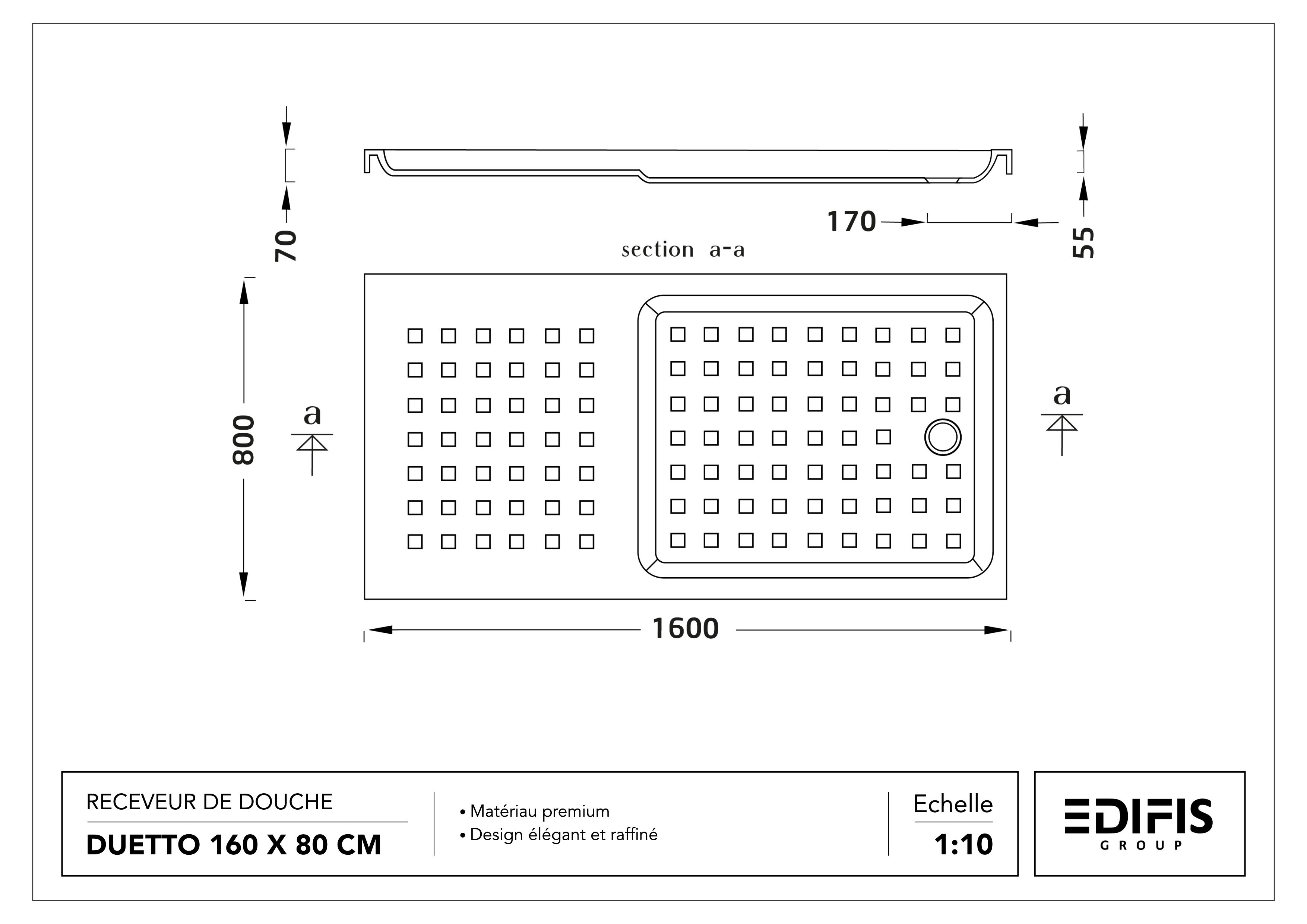 Receveur Duetto 160 x 80 cm sans vidage - vue 8