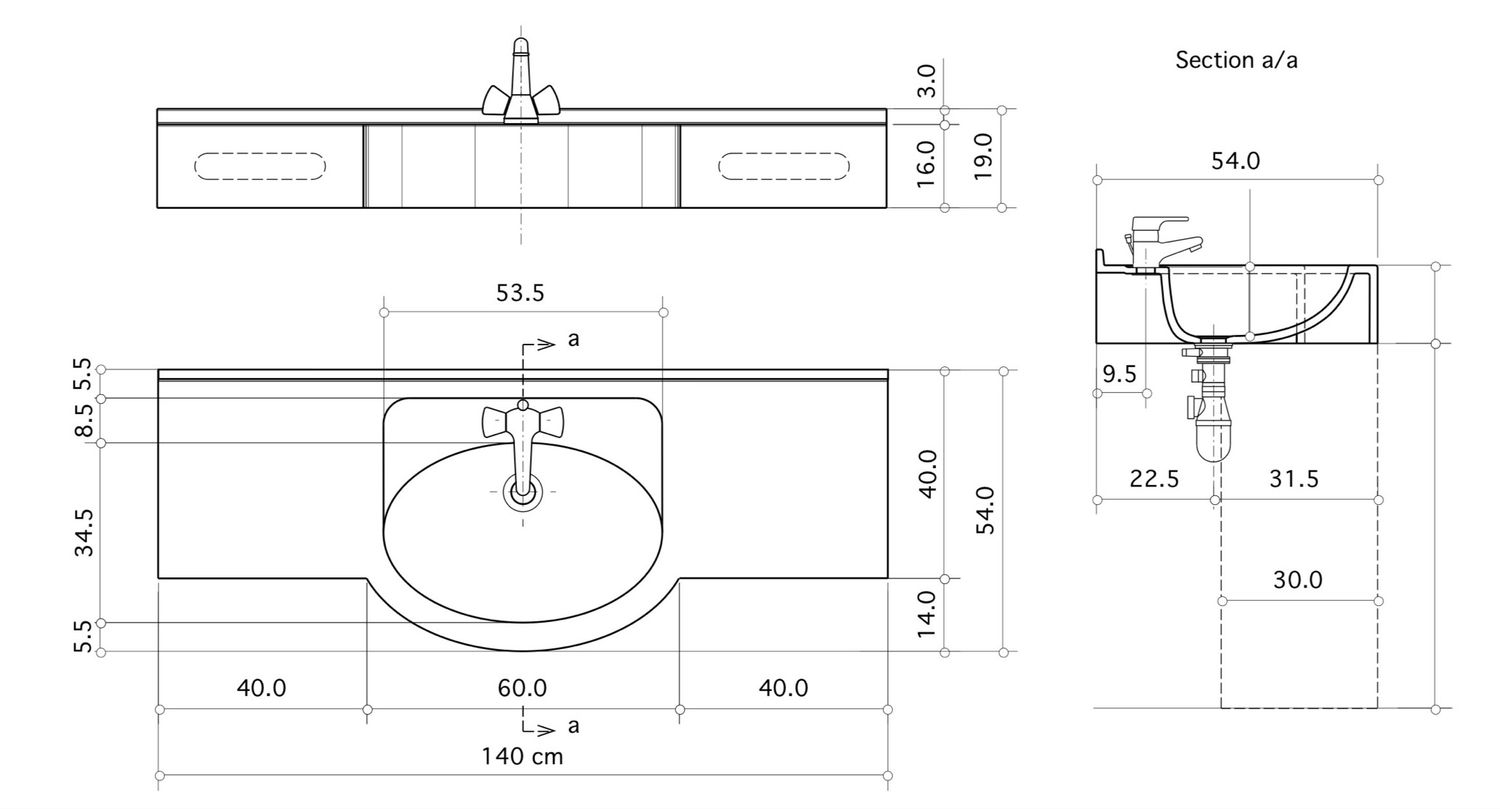 Plan-vasque Riviera (100 à 160 cm) x 54 cm — Vue produit 13