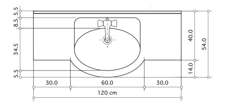 Plan-vasque Riviera (100 à 160 cm) x 54 cm — Vue produit 12