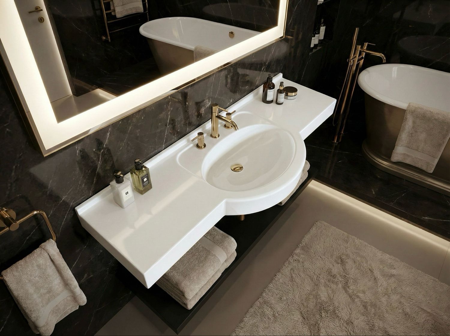 Riviera Basin Countertop (100 to 160 cm) x 54 cm