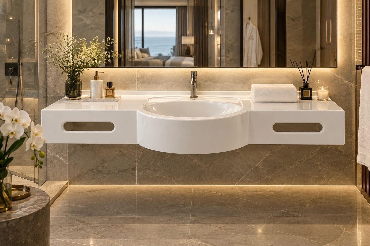 Riviera Basin Countertop (100 to 160 cm) x 54 cm