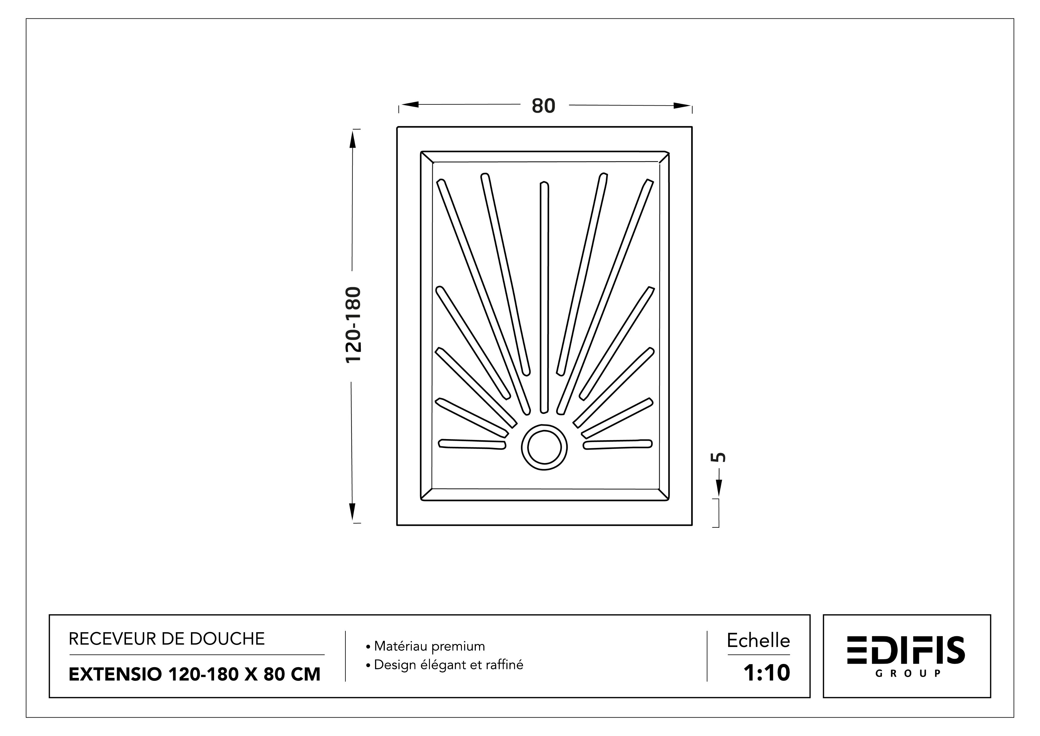 Receveur Extensio de (120 à 180 cm) x 80 cm sans vidage - vue 6