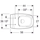 Cuvette de toilette Geberit Citterio Rimfree avec fixations invisibles et KeraTect, 44 cm de large, 56 cm de long.