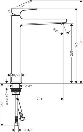 Mitigeur de lavabo Hansgrohe Metropol 260 avec bonde push-open — vue 4