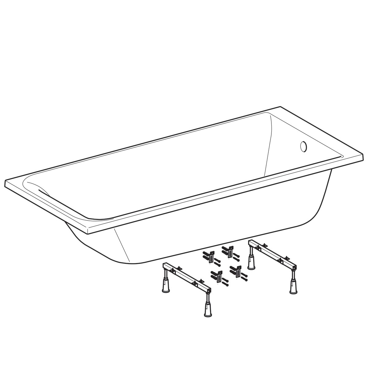 Baignoire rectangulaire Geberit Rekord 170 x 75 cm avec pieds — vue 4