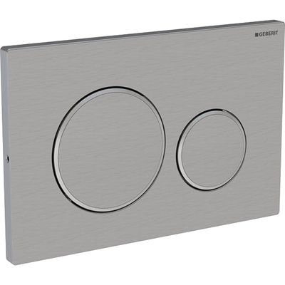 Geberit Sigma20 Anti-Vandal Flush Plate with Screws / Brushed Chrome - Design Rings: Polished