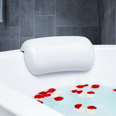 Coussin de bain blanc, Bluestone, ergonomique et antidérapant, pour baignoire, en polyuréthane, de forme arrondie.