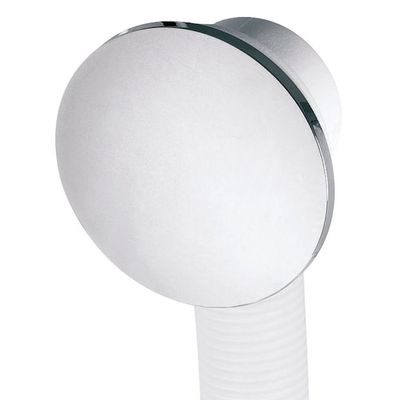 Bonde de baignoire chromée Wirquin Quick-clac avec siphon orientable et tuyau blanc, norme NF.