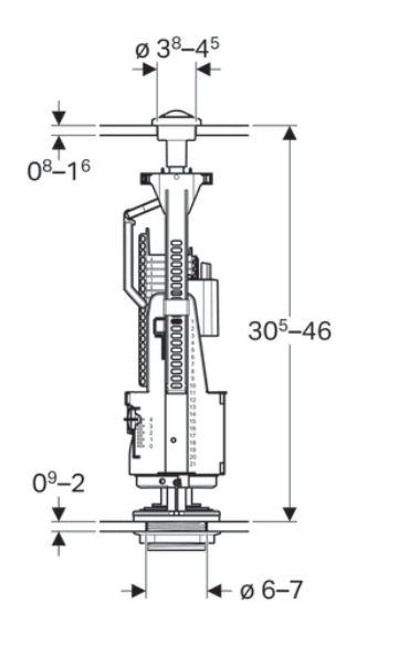 Mécanisme de chasse complet Geberit à double poussoir 3/6 litres + robinet flotteur (pour tout type de réservoirs apparents) — vue 3