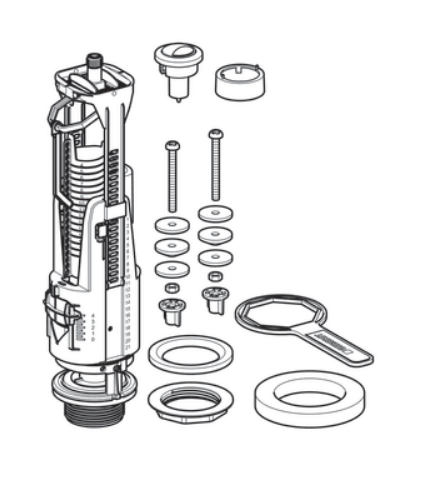 Mécanisme de chasse complet Geberit à double poussoir 3/6 litres + robinet flotteur (pour tout type de réservoirs apparents) — vue 4