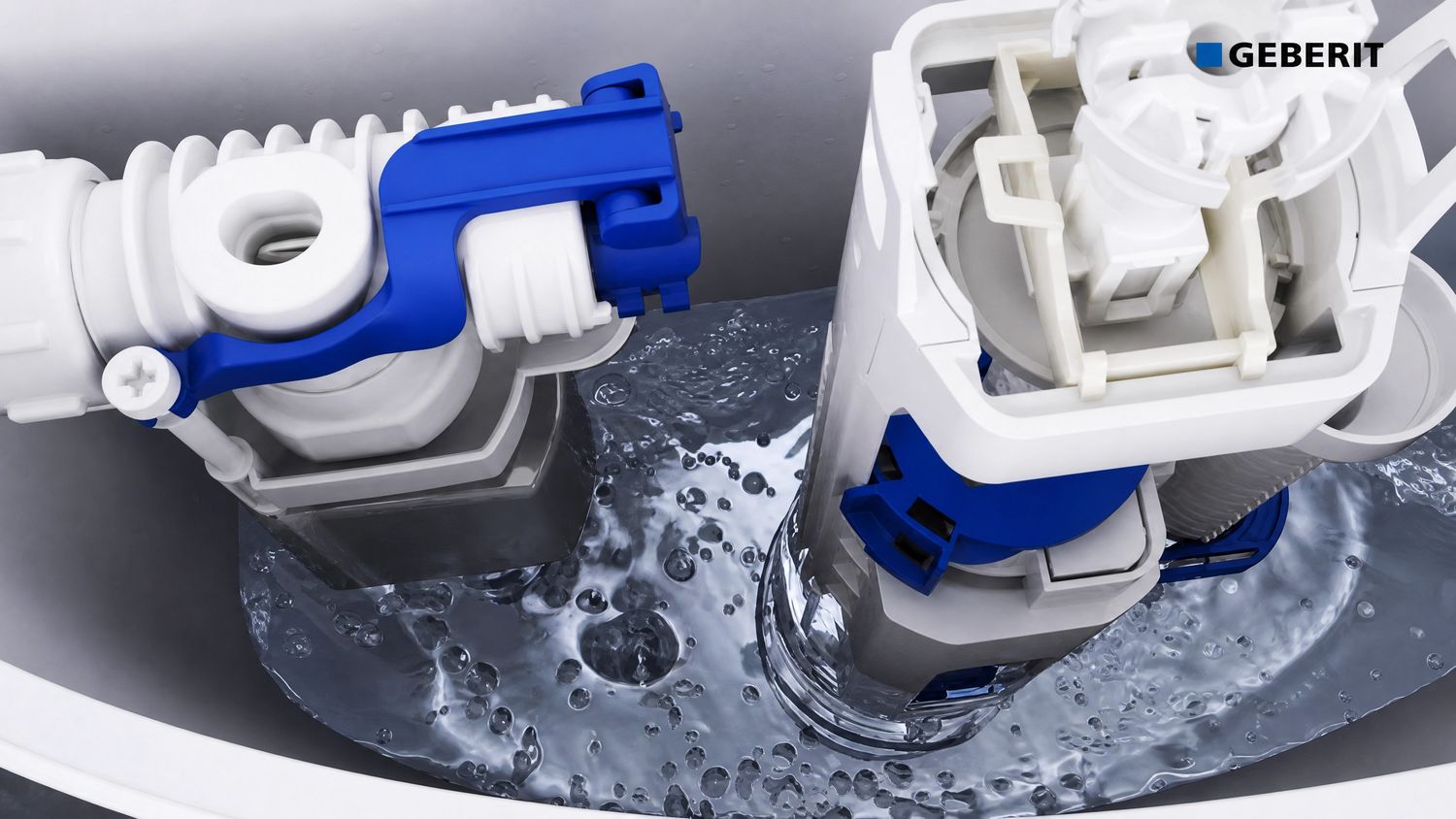 Complete Geberit Dual-Flush Mechanism 3/6 Liters + Float Valve (for all types of exposed tanks)