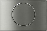 Plaque de finition Geberit Sigma10 en chrome brossé avec revêtement Easy Clean et anti-traces de doigts, forme carrée.