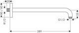 Bras de douche E M 1/2" 389 mm