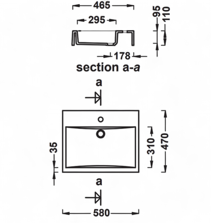 Countertop basin Swing 58 cm — Product view 4