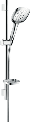 Barre de douche Hansgrohe avec douchette à main Raindance Select E 150 3 jets , flexible Isiflex et porte savon Casetta'S Puro