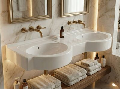 Double basin countertop Riviera 140 or 160 cm