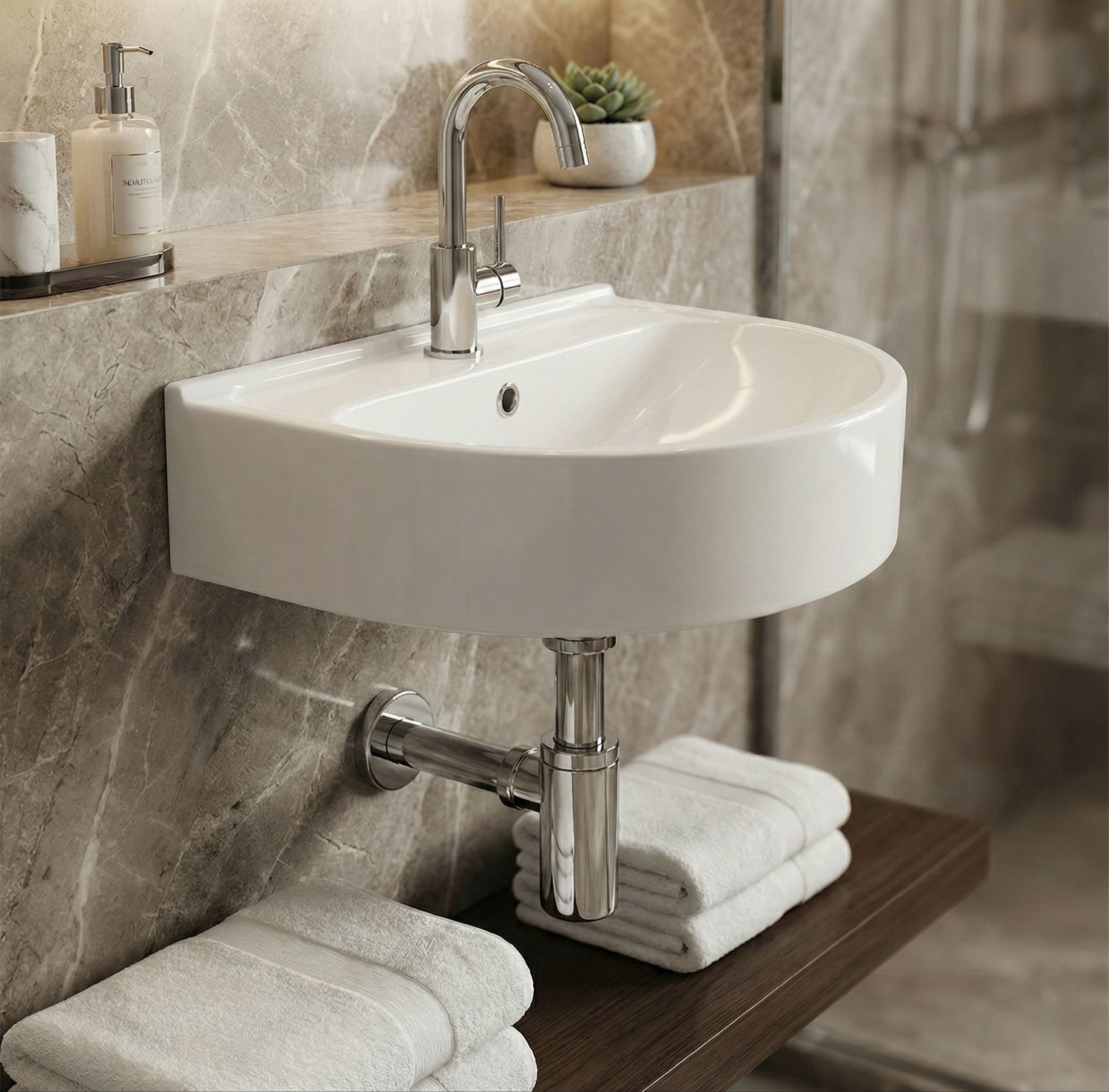 Cloakroom basin Demi-Lune 49,5 cm — Product view 2