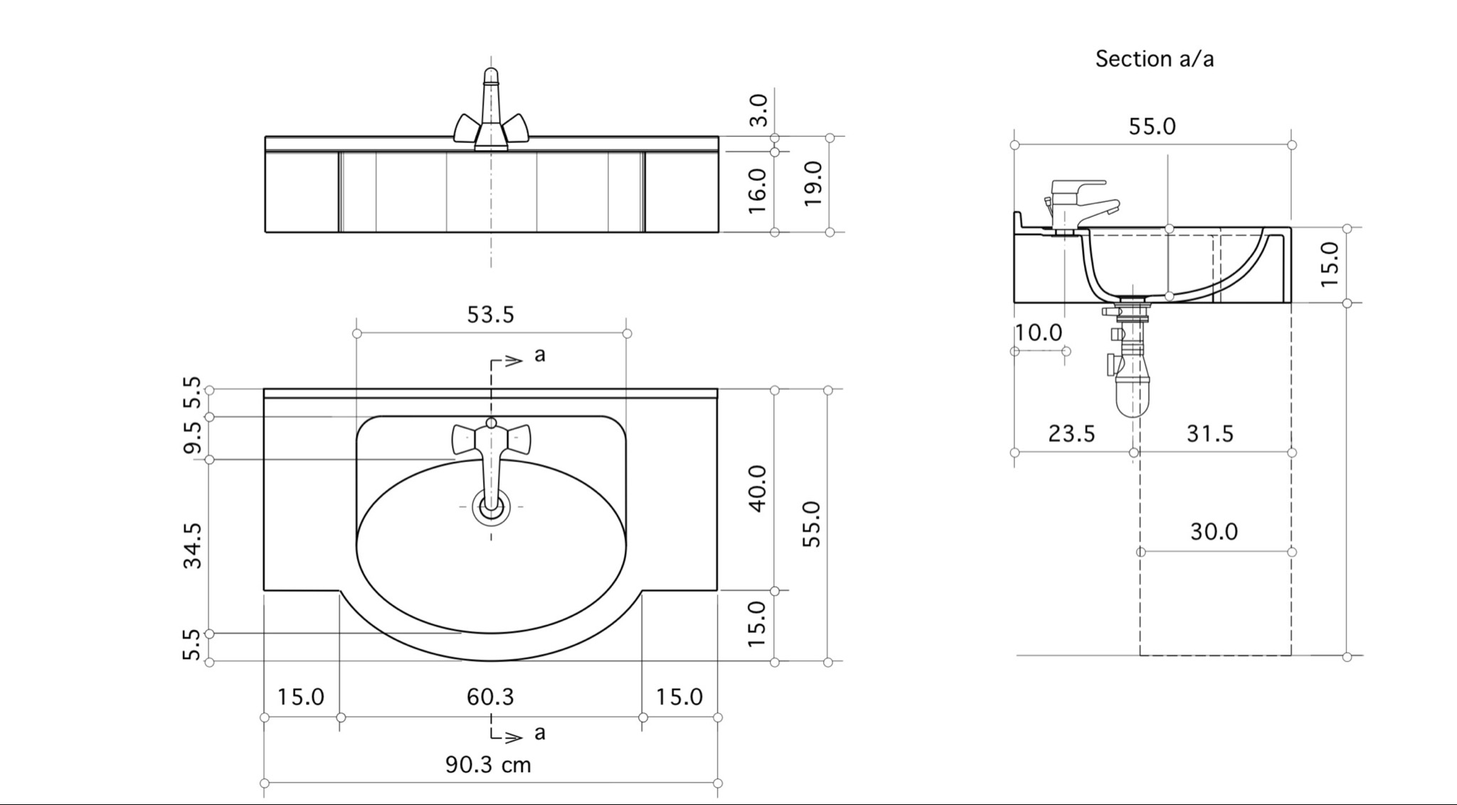 Plan-vasque Riviera 70 ou 90 cm - vue 7