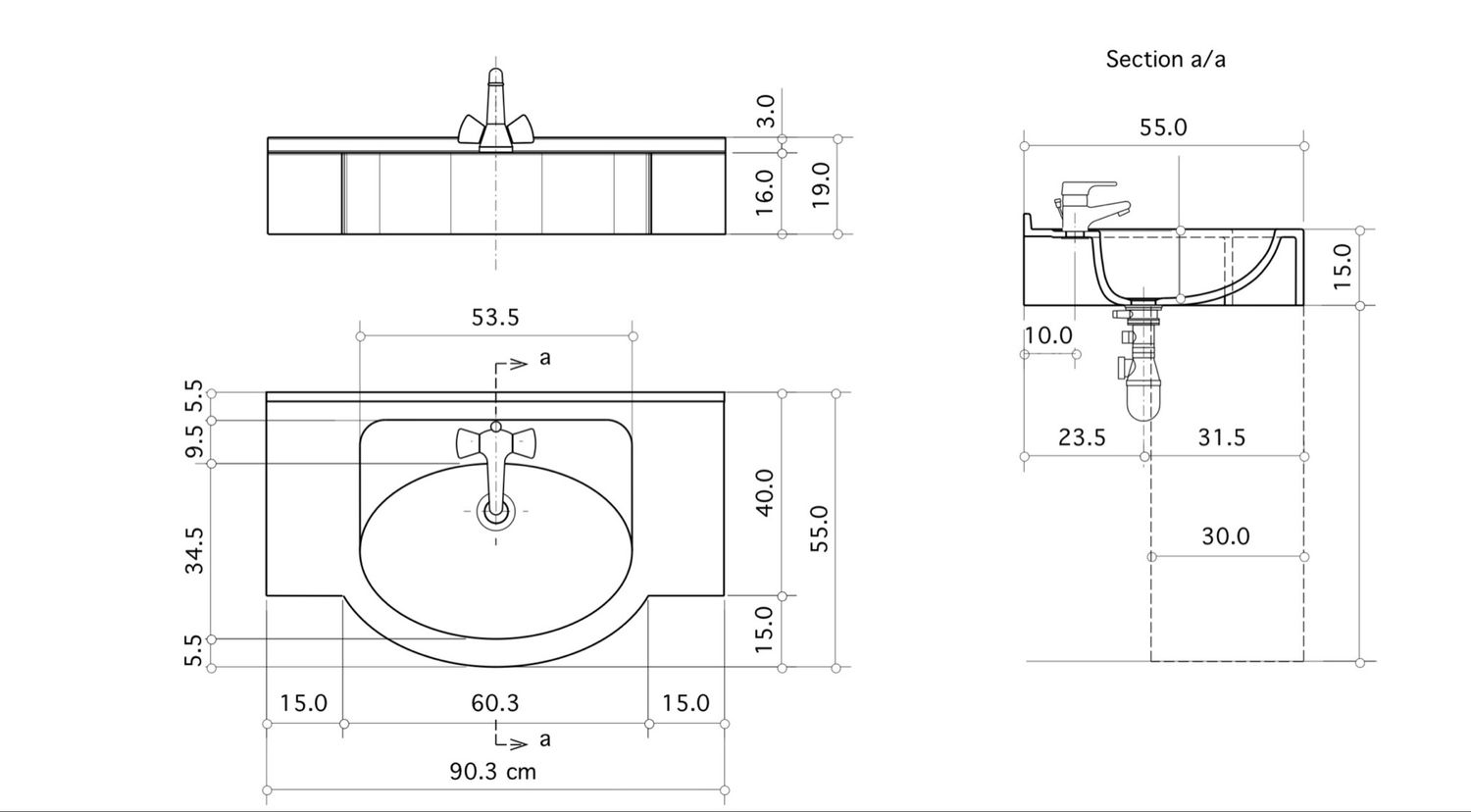Vanity top Riviera 70 or 90 cm — Product view 8