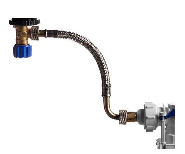 Metal-braided flexible hose resistant to seawater, for Geberit Alpha and Sigma 8 cm concealed cisterns