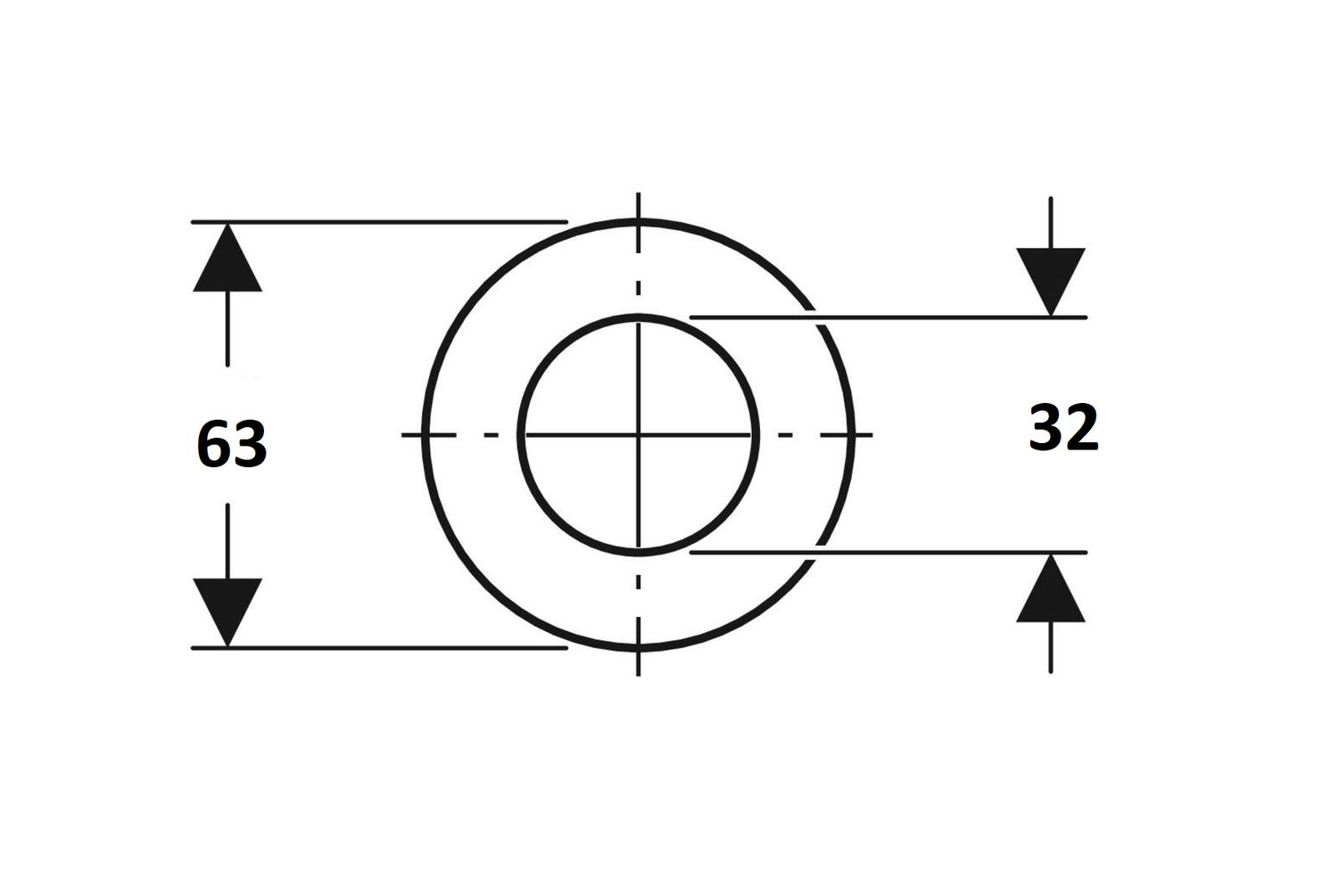 Joint plat Geberit pour mécanisme de chasse à encastrer Sigma 12 cm, Delta 12 cm, Twinline - d=63 mm, di=32 mm — vue 4