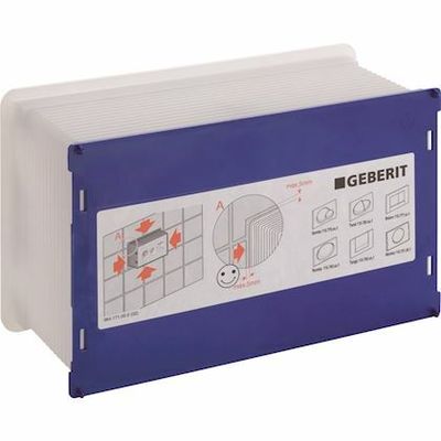 Boîtier de réservation Geberit pour réservoir de toilette encastré Sigma 8 cm et 12 cm, cadre bleu.