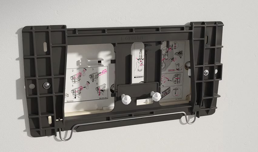 Mounting frame for Geberit actuator plate for Twinline cistern