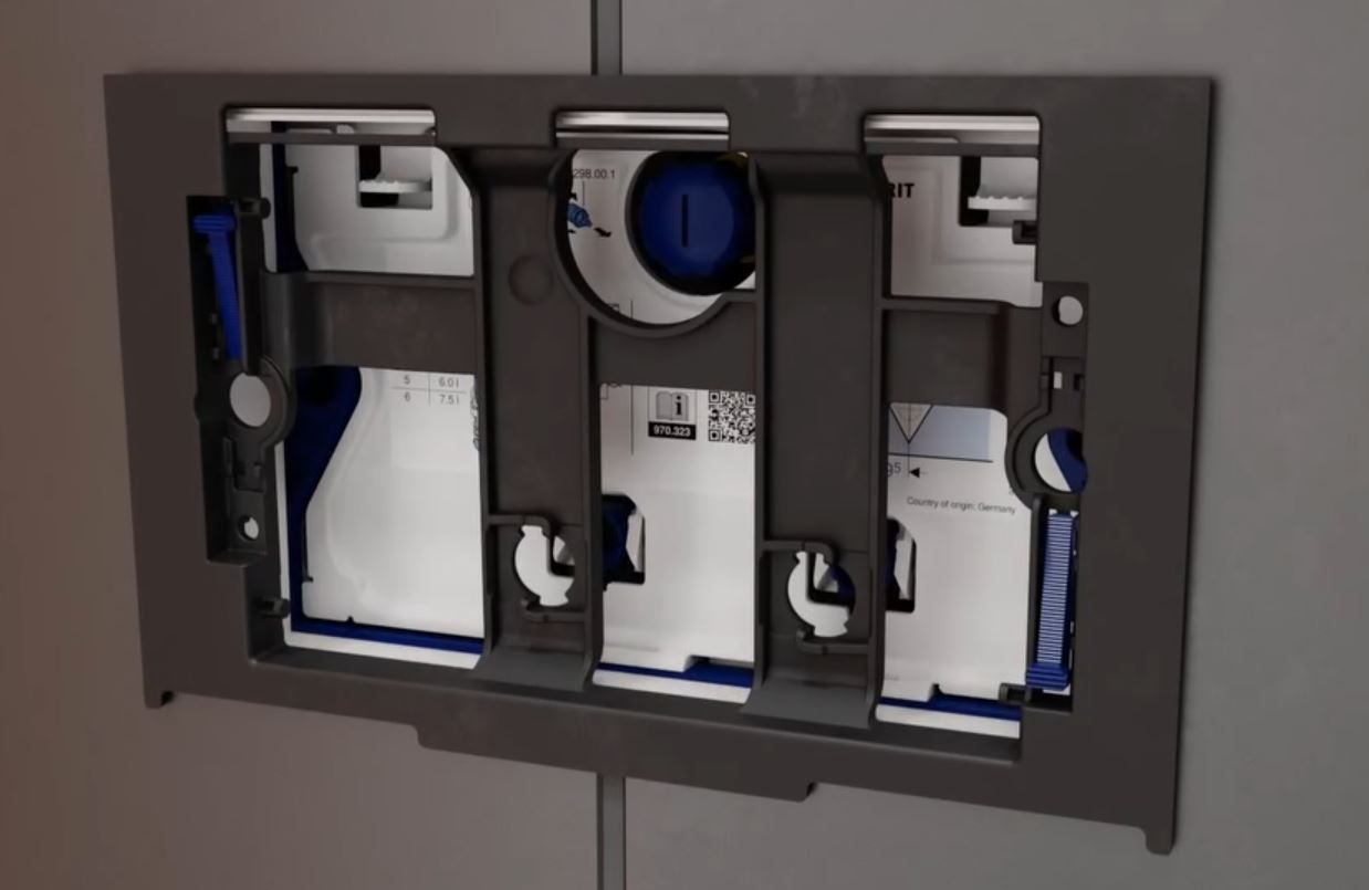 Mounting frame for Geberit actuator plate for Sigma cistern