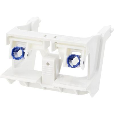 Bloc de support de réservoir de toilette Geberit Sigma 8 cm blanc avec connecteurs bleus et design compact.