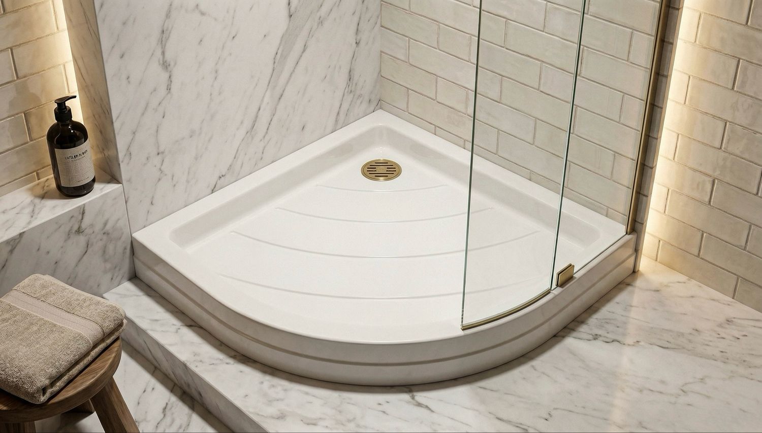 Corner Shower Tray Bermudes 80 x 80 cm or 90 x 90 cm without Drainage