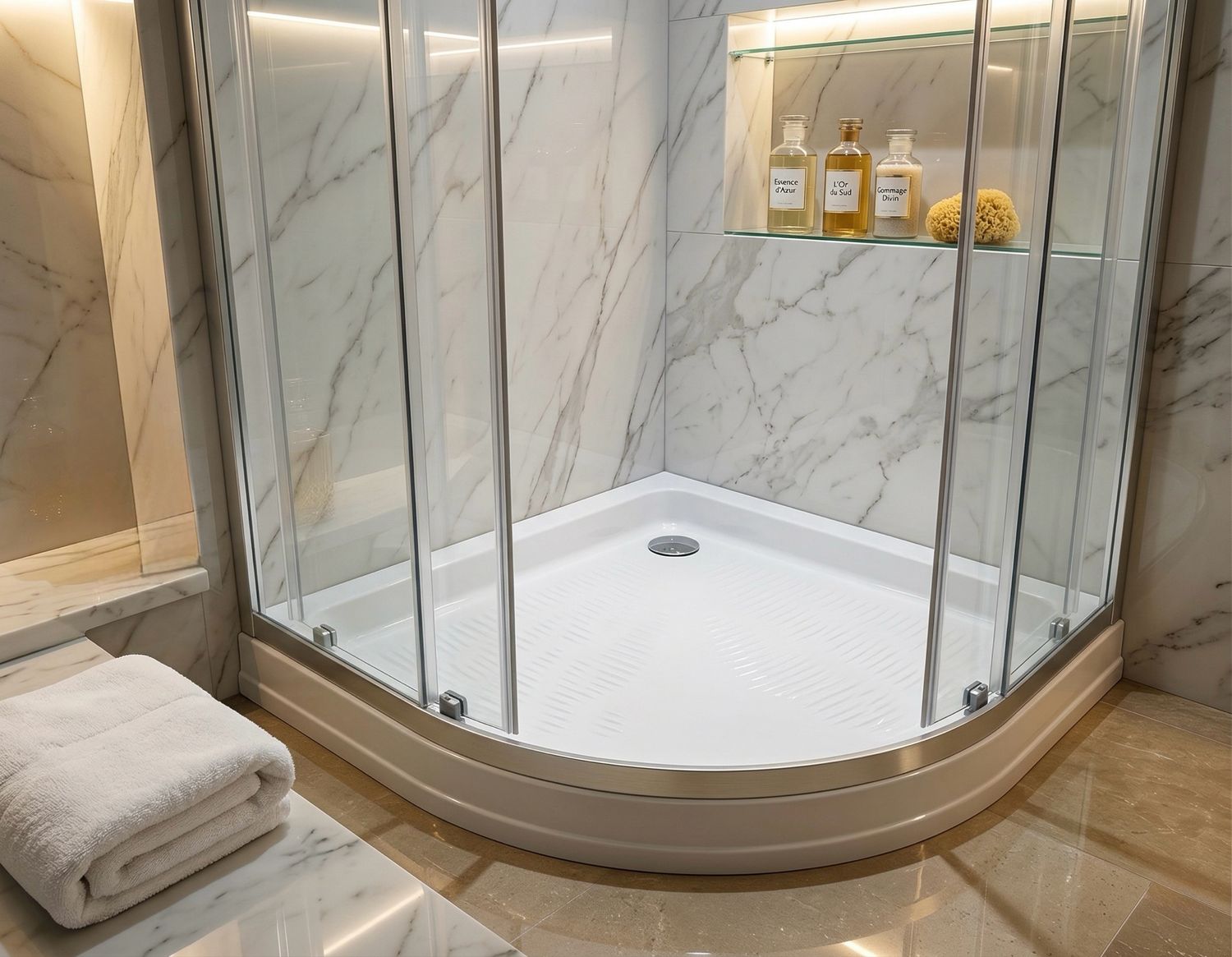 Corner Shower Tray Bermudes 80 x 80 cm or 90 x 90 cm without Drainage