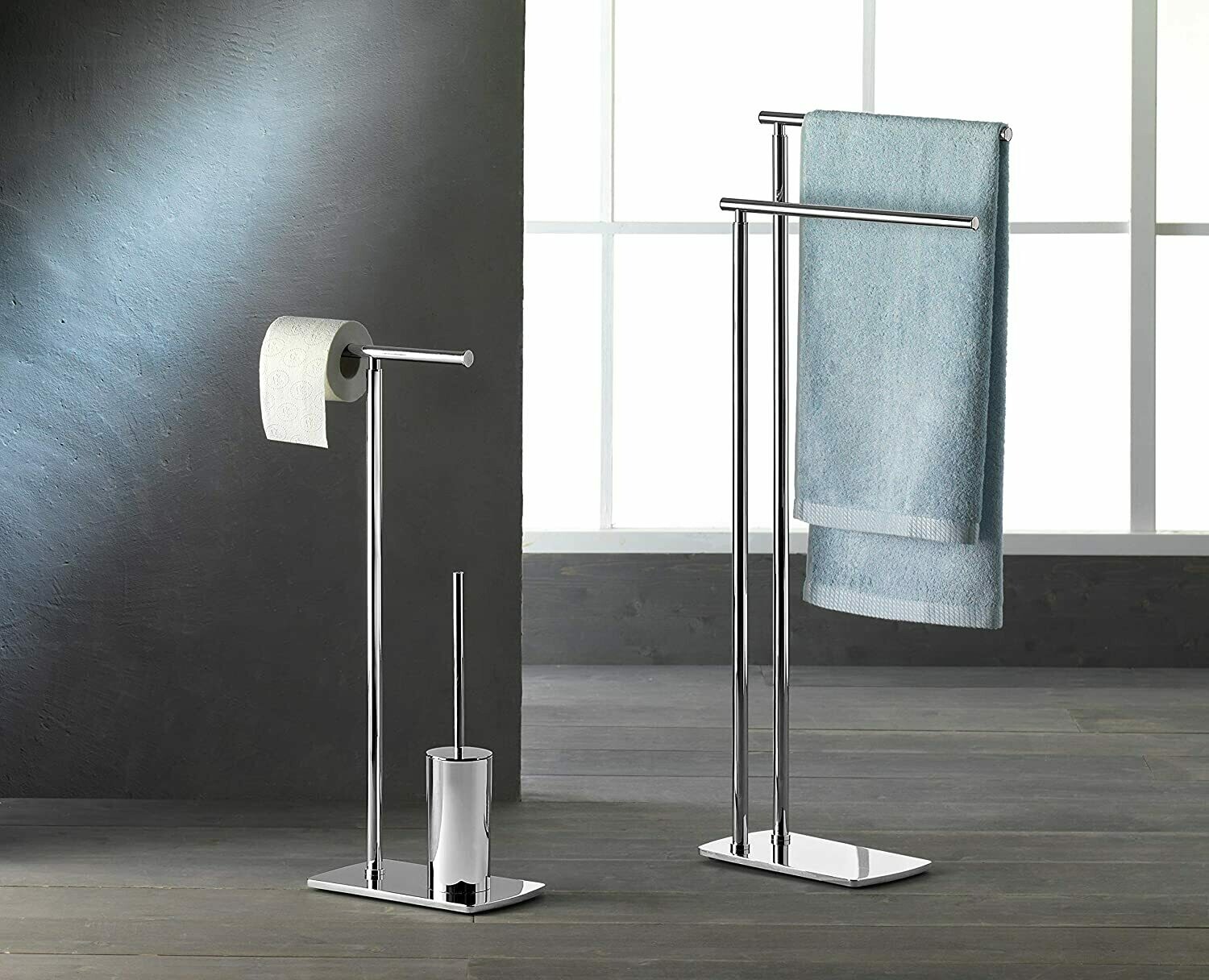 Florida Freestanding Double Toilet Paper Holder and Toilet Brush Set