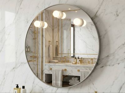 Mirror Gedy Dakota round 60 cm with white frame and lighting