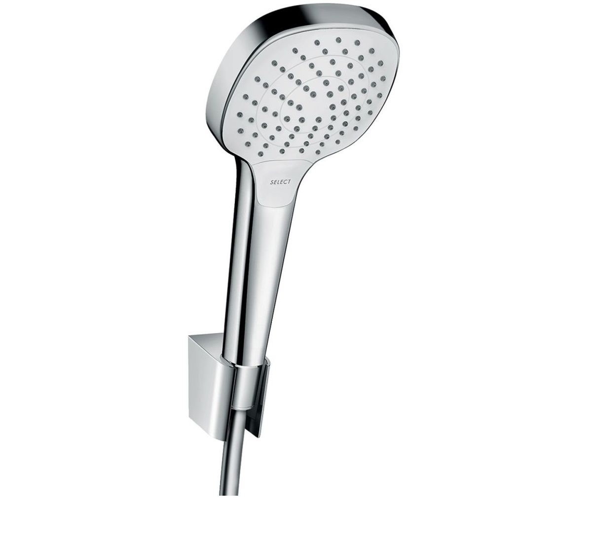 Support mural Hansgrohe avec douchette à main Croma Select E 3 jets et flexible Isiflex 1,60 m