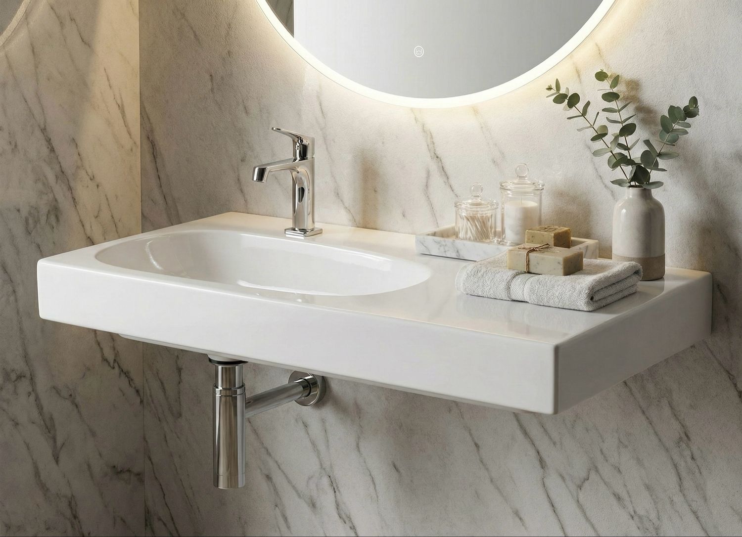 Geberit Citterio Washbasin 90 cm with Storage Space on the Right