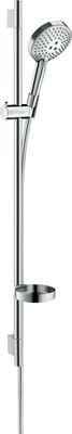 Barre de douche Hansgrohe avec douchette à main Raindance Select S 120 3 jets PowderRain avec flexible Isiflex et porte-savon Unica'S Puro