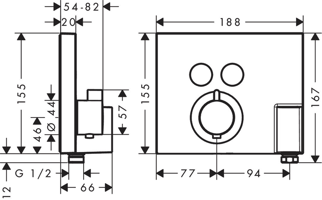 Set de finition pour mitigeur thermostatique encastré Hansgrohe ShowerSelect — vue 5