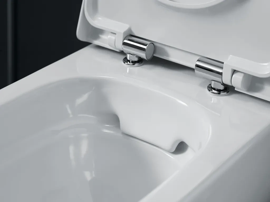 Pack cuvette suspendue Geberit Smyle Square carénée Rimfree avec fixations cachées et abattant à abaissement automatique déclipsable antibactérien - vue 5