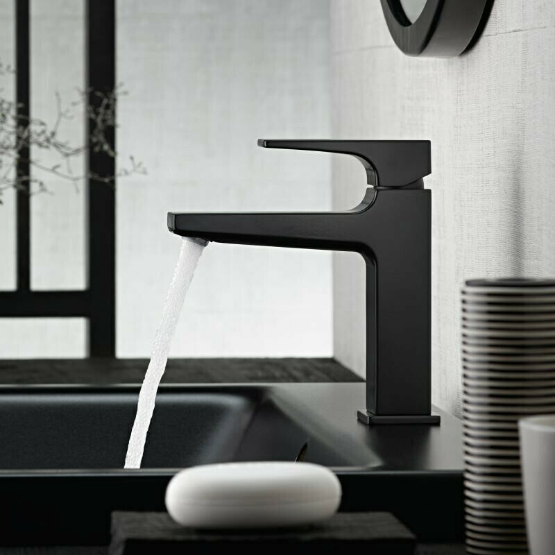 Hansgrohe Metropol 110 Matte Black Basin Mixer Tap with Push-Open Waste