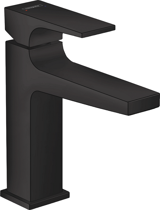Hansgrohe Metropol 110 Matte Black Basin Mixer Tap with Push-Open Waste