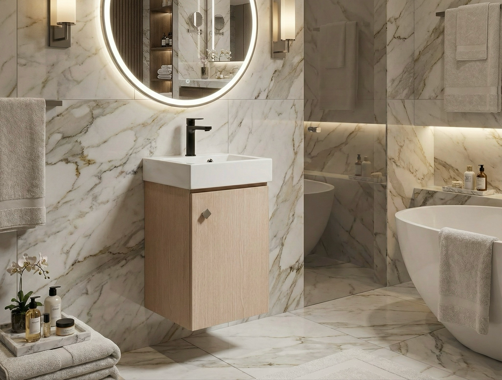 Meuble de salle de bains Aden 35 cm à une porte (sans vasque) - vue 3
