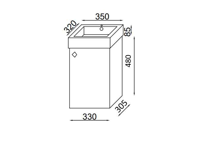 Meuble de salle de bains Aden 35 cm à une porte (sans vasque) - vue 19