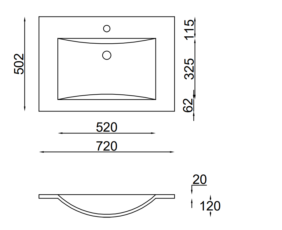 Plan-vasque Comete 72 cm - vue 3