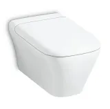 Cuvette de toilette suspendue blanche Geberit myDay avec technologie Rimfree KeraTect et fixations invisibles.